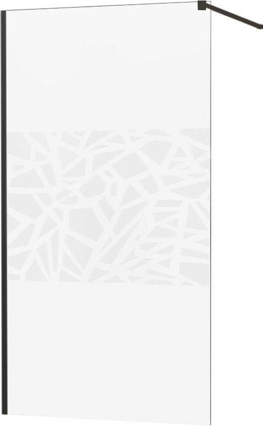 MEXEN/S - KIOTO Sprchová zástena WALK-IN 140x200 cm 8 mm, čierna, biely vzor (800-140-101-70-85)