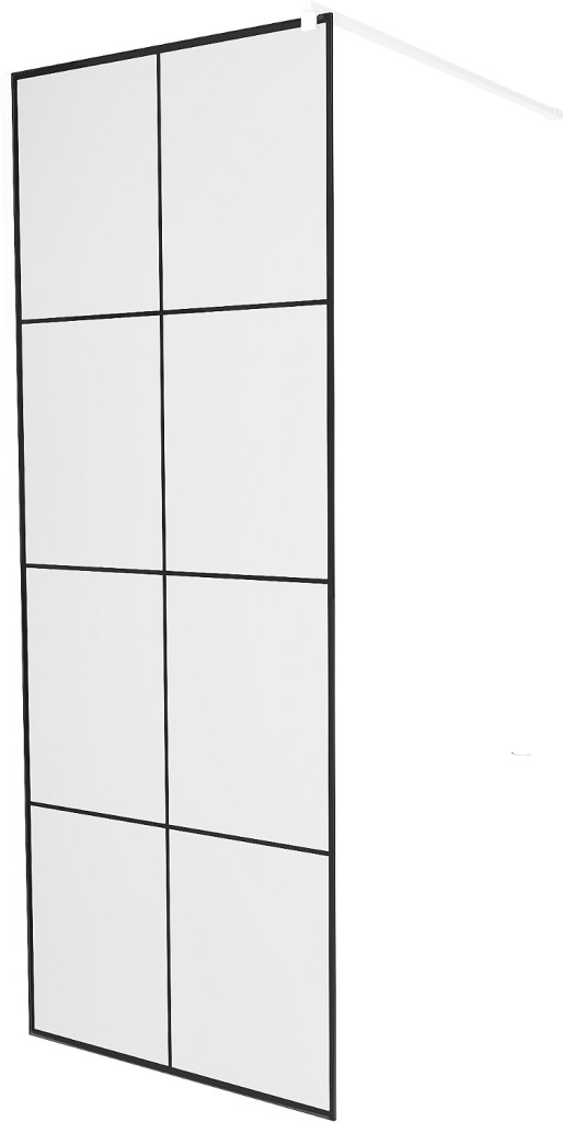 MEXEN/S - KIOTO Sprchová zástena WALK-IN 70 x 200 cm, transparent/čierny vzor 8 mm, biela (800-070-101-20-77)