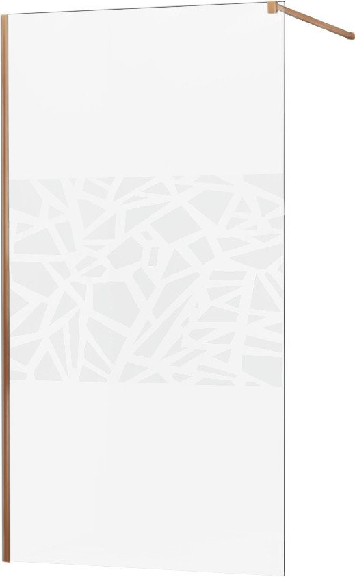MEXEN/S - KIOTO Sprchová zástena WALK-IN 70x200 cm 8 mm, ružové zlato, biely vzor (800-070-101-60-85)