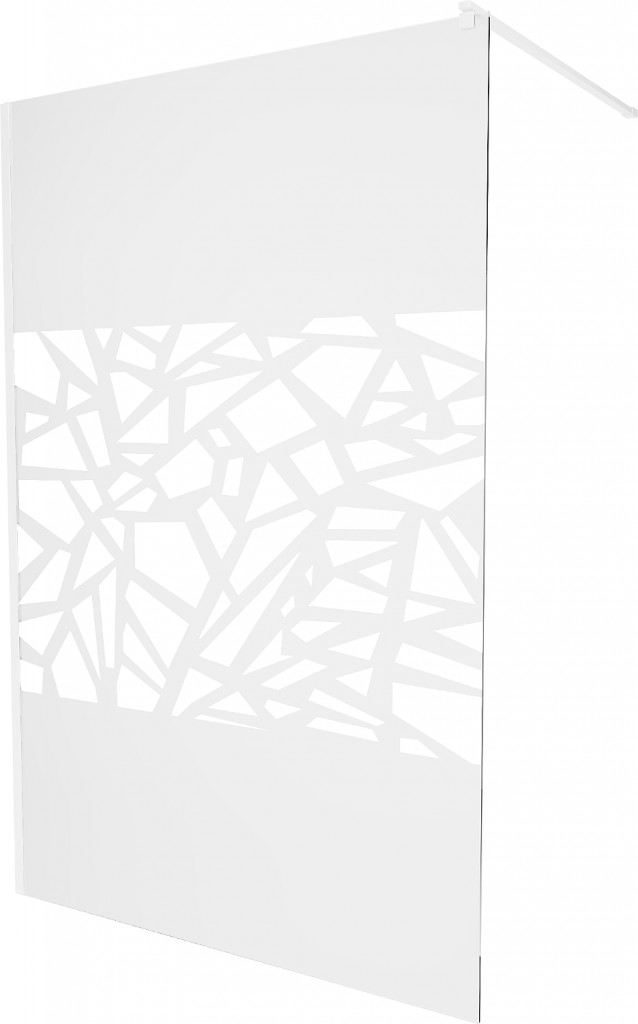 MEXEN/S - KIOTO Sprchová zástena WALK-IN 90 x 200 cm, transparent/biely vzor 8 mm, biela (800-090-101-20-85)