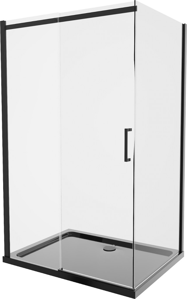MEXEN/S - Omega sprchovací kút 100x90 cm, transparent, čierna + čierna vanička so sifónom (825-100-090-70-00-4070B)