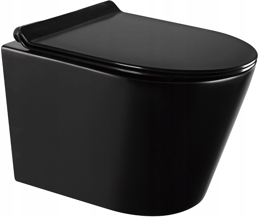 MEXEN/S - Rico Závesná WC misa Rimless vrátane sedátka s slow-slim, Duroplast, čierna mat (30720185)