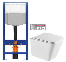AKCE/SET - CERSANIT predstenový inštalačný systém bez tlačidla + WC INVENA FLORINA WITH SOFT  se sedlem RIMLESS (K97-526 X FL1)