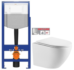 AKCE/SET - CERSANIT predstenový inštalačný systém bez tlačidla + WC INVENA LIMNOS /VÍROVÉ SPLACH/ WITH SOFT  se sedlem RIMLESS (K97-526 X LI1)