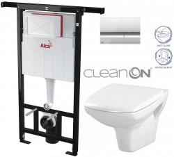 ALCA ALCA Jádromodul - predstenový inštalačný systém s chrómovým tlačidlom M1721 + WC CERSANIT CLEANON CARINA + SEDADLO (AM102/1120 M1721 CA2)