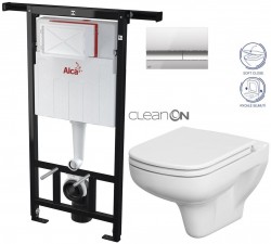 ALCA ALCA Jádromodul - predstenový inštalačný systém s chrómovým tlačidlom M1721 + WC CERSANIT CLEANON COLOUR + SEDADLO (AM102/1120 M1721 CN1)