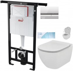 ALCA ALCA Jádromodul - predstenový inštalačný systém s chrómovým tlačidlom M1721 + WC Ideal Standard Tesi so sedadlom SoftClose, AquaBlade (AM102/1120 M1721 TE1)
