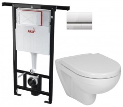 ALCA ALCA Jádromodul - predstenový inštalačný systém s chrómovým tlačidlom M1721 + WC JIKA LYRA PLUS + SEDADLO duraplastu (AM102/1120 M1721 LY6)