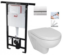 ALCA ALCA Jádromodul - predstenový inštalačný systém s chrómovým tlačidlom M1721 + WC JIKA LYRA PLUS + SEDADLO duraplastu SLOWCLOSE (AM102/1120 M1721 LY5)