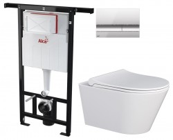 ALCA ALCA Jádromodul - predstenový inštalačný systém s chrómovým tlačidlom M1721 + WC MYJOYS MY1 + SEDADLO (AM102/1120 M1721 MY1)