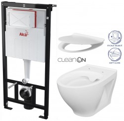 ALCA ALCA Sádromodul - predstenový inštalačný systém bez tlačidla + WC CERSANIT CLEANON MODUO + SEDADLO (AM101/1120 X MO1)