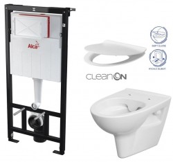 ALCA ALCA Sádromodul - predstenový inštalačný systém bez tlačidla + WC CERSANIT CLEANON PARVA + SEDADLO (AM101/1120 X PA2)
