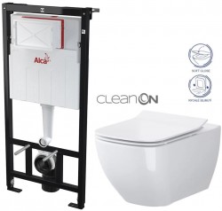 ALCA ALCA Sádromodul - predstenový inštalačný systém bez tlačidla + WC CERSANIT CLEANON VIRGO + SEDADLO (AM101/1120 X ME1)