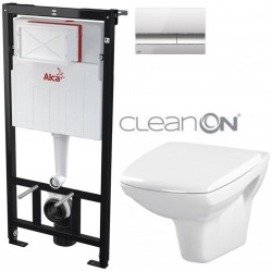 ALCA ALCA Sádromodul - predstenový inštalačný systém s chrómovým tlačidlom M1721 + WC CERSANIT CLEANON CARINA + SEDADLO (AM101/1120 M1721 CA1)