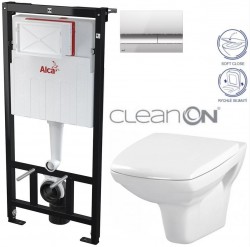 ALCA ALCA Sádromodul - predstenový inštalačný systém s chrómovým tlačidlom M1721 + WC CERSANIT CLEANON CARINA + SEDADLO (AM101/1120 M1721 CA2)