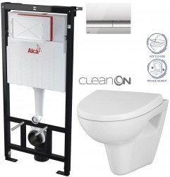ALCA ALCA Sádromodul - predstenový inštalačný systém s chrómovým tlačidlom M1721 + WC CERSANIT CLEANON PARVA + SEDADLO (AM101/1120 M1721 PA1)