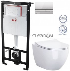 ALCA ALCA Sádromodul - predstenový inštalačný systém s chrómovým tlačidlom M1721 + WC CERSANIT ZEN CLEANON + SEDADLO (AM101/1120 M1721 HA1)