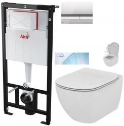 ALCA ALCA Sádromodul - predstenový inštalačný systém s chrómovým tlačidlom M1721 + WC Ideal Standard Tesi so sedadlom SoftClose, AquaBlade (AM101/1120 M1721 TE1)