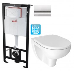 ALCA ALCA Sádromodul - predstenový inštalačný systém s chrómovým tlačidlom M1721 + WC JIKA LYRA PLUS RIMLESS + SEDADLO duraplastu (AM101/1120 M1721 LY1)