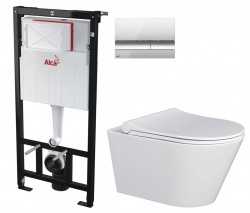 ALCA ALCA Sádromodul - predstenový inštalačný systém s chrómovým tlačidlom M1721 + WC MYJOYS MY1 + SEDADLO (AM101/1120 M1721 MY1)