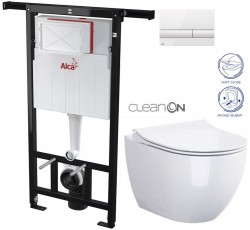 ALCA Jádromodul - předstěnový instalační systém s bílým tlačítkem M1710 + WC CERSANIT ZEN CLEANON + SEDÁTKO (AM102/1120 M1710 HA1)