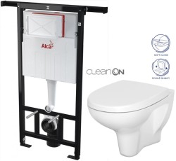 ALCA Jádromodul - predstenový inštalačný systém bez tlačidla + WC CERSANIT ARTECO CLEANON + SEDADLO (AM102/1120 X AT1)