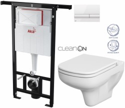 ALCA Jádromodul - predstenový inštalačný systém s bielym tlačidlom M1710 + WC CERSANIT CLEANON COLOUR + SEDADLO (AM102/1120 M1710 CN1)