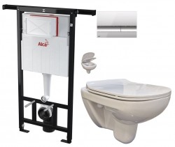 ALCA Jádromodul - predstenový inštalačný systém s chrómovým tlačidlom M1721 + WC bez oplachového kruhu Edge + SEDADLO (AM102/1120 M1721 EG1)