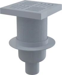 Alcadrain Podlahový vpust 150×150/50 mm priama, mriežka sivá, vodná zápachová uzávera APV6211 (APV6211)