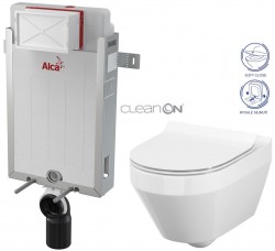 ALCADRAIN Renovmodul - předstěnový instalační systém bez tlačítka + WC CERSANIT CLEANON CREA OVÁL + SEDÁTKO (AM115/1000 X CR1)