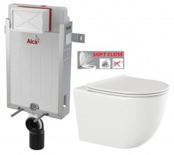 ALCADRAIN Renovmodul - predstenový inštalačný systém bez tlačidla + WC INVENA TINOS  + SEDADLO (AM115/1000 X NO1)