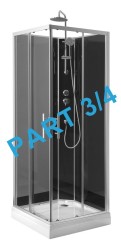 AQUALINE - GRANVIK sprchovací box 800x800x2180 časť 3/4 zadné tmavé sklo (19-080-09-12-00)