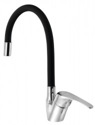 AQUALINE - KASIOPEA 35 stojánkova drezová batéria, flexibilné ramienko, chróm/čierna mat (1107-65F)