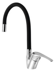 AQUALINE - KASIOPEA 35 stojánková dřezová baterie, flexibilní ramínko, chrom/černá mat (1107-65F)
