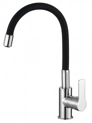 AQUALINE - LORE stojanková drezová batéria, flexibilné ramienko, čierna/chróm (1106-70)