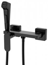 AQUALINE - Nástenná bidetová batéria so Stop sprškou a poličkou, čierna mat (TJ042B)