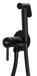 AQUALINE - Podomietková bidetová batéria so Stop sprškou, hadica 1,2m, guľatá, čierna mat (SK302B)