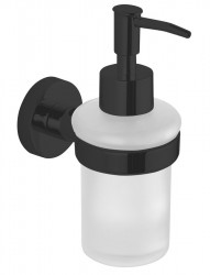 AQUALINE - SAMBA dávkovač mydla 150ml, mliečne sklo, čierny mat (SB219)