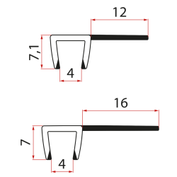 AQUALINE - Set zvislých tesnení pre 5/5 sklo, 2000 (SPAT02)