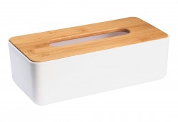 AQUALINE - SNOW box na papierové vreckovky 262x90x132, biela/bambus (3763)