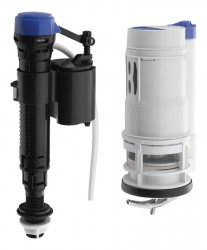 AQUALINE - Splachovací mechanizmus s tlačidlom DUAL 49, spodné napúšťanie 1/2