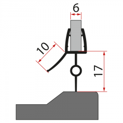 AQUALINE - Spodné tesnenie na dvere, sklo 6, 1000, čierna (NDAQ6014B-01-2021)