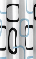 AQUALINE - Sprchový záves 180x200cm, polyester, biela/čierna/béžová (ZP004)