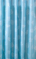 AQUALINE - Sprchový záves 180x200cm, polyester, modrá, mušľa (ZP006)