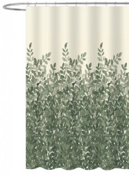 AQUALINE - Sprchový záves 180x200cm, polyester, zelené listy (ZP012)