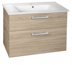 AQUALINE - VEGA umývadlová skrinka 82x67,6x43,8cm, 2x zásuvka, dub platin (VG883)