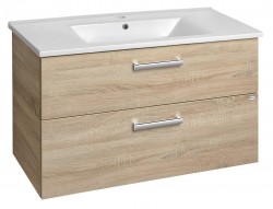 AQUALINE - VEGA umývadlová skrinka 97x60x43,8cm, 2x zásuvka, dub platin (VG903)
