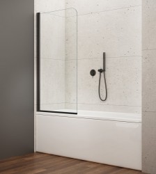 AQUALINE - VILMA vaňová zástena 600x1400, čierna, číre sklo (AQ6014B)