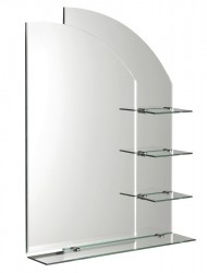 AQUALINE - WEGA zrkadlo 65x90cm, zaoblené, s policami (65028)