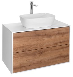 AQUALINE - ZANYA umývadlová skrinka 80x50x46cm, biela mat/dub emporio (ZA280)